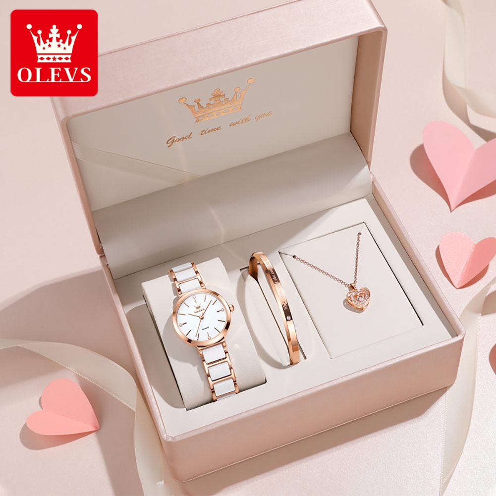 Luxury Ceramic Watch - OLEVS Kadın Saati 5877 Lüks Zarif