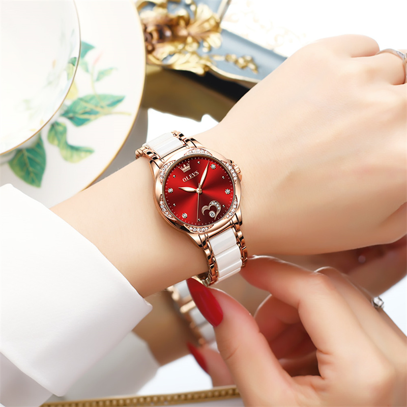Luxury Ceramic Watch - OLEVS Bayanlar Izle Kadın Lüks Moda