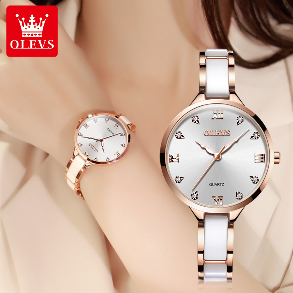 Luxury Ceramic Watch - OLEVS Seramik Elbise Kadın Izle Lüks
