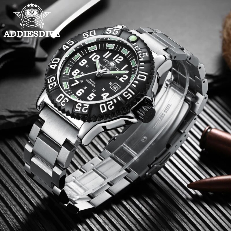 Solar Powered Watch - Addies dalış erkekler moda rahat izle