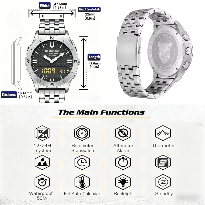 NORTH EDGE Erkekler Açık Hava  - Altimeter Compass Watch incelemesi ve fiyatı