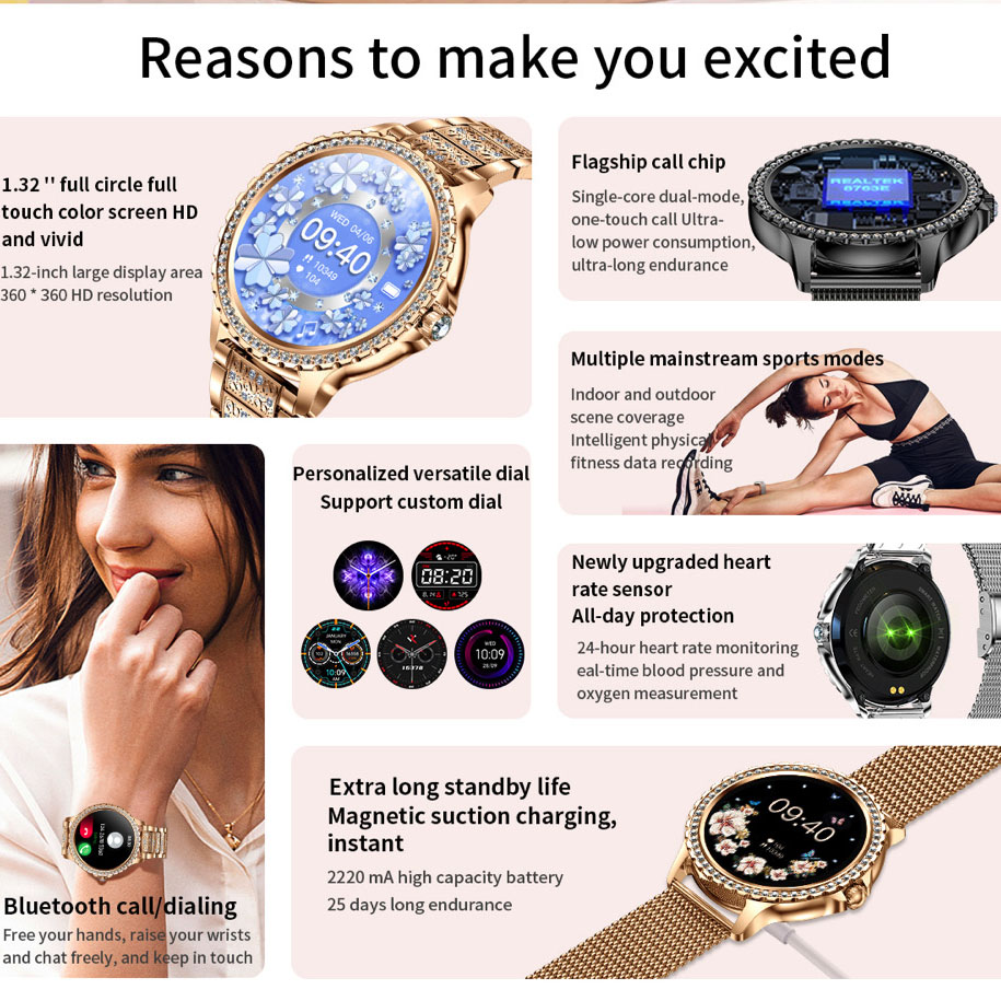 696 yeni mavi diş çağrı kadın  - Watches Ladies Smartwatch incelemesi ve fiyatı