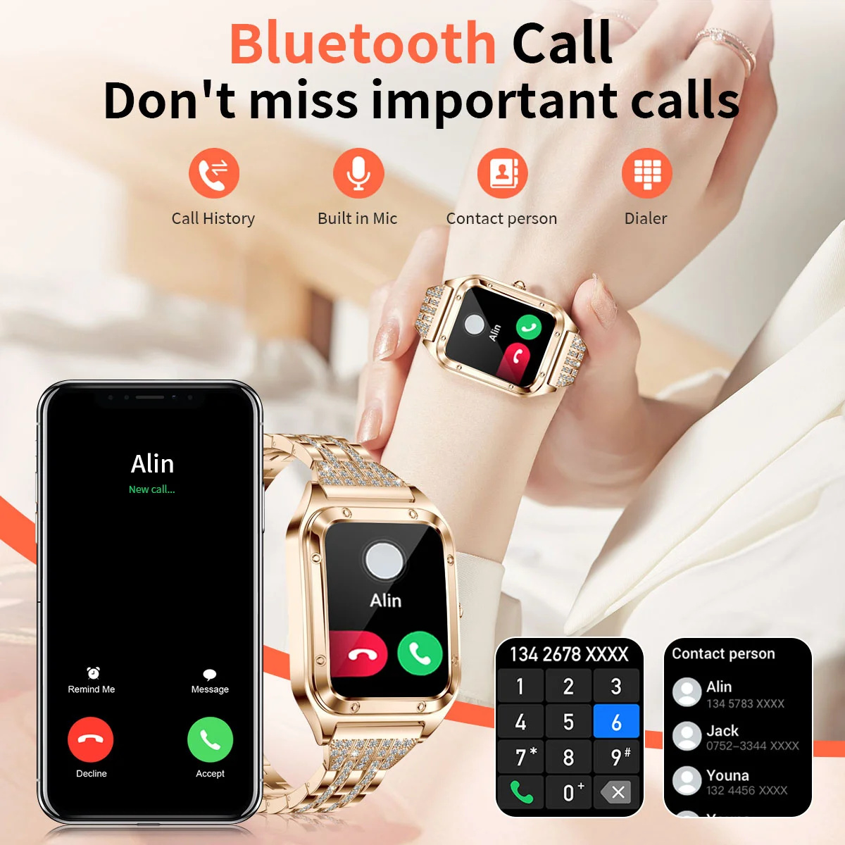 1.57 inç en lüks akıllı saat k - Watches Ladies Smartwatch incelemesi ve fiyatı