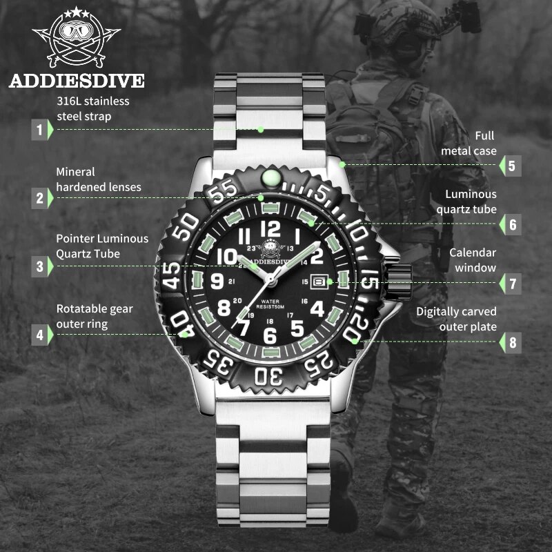 Addies dalış erkekler moda rah - Solar Powered Watch incelemesi ve fiyatı