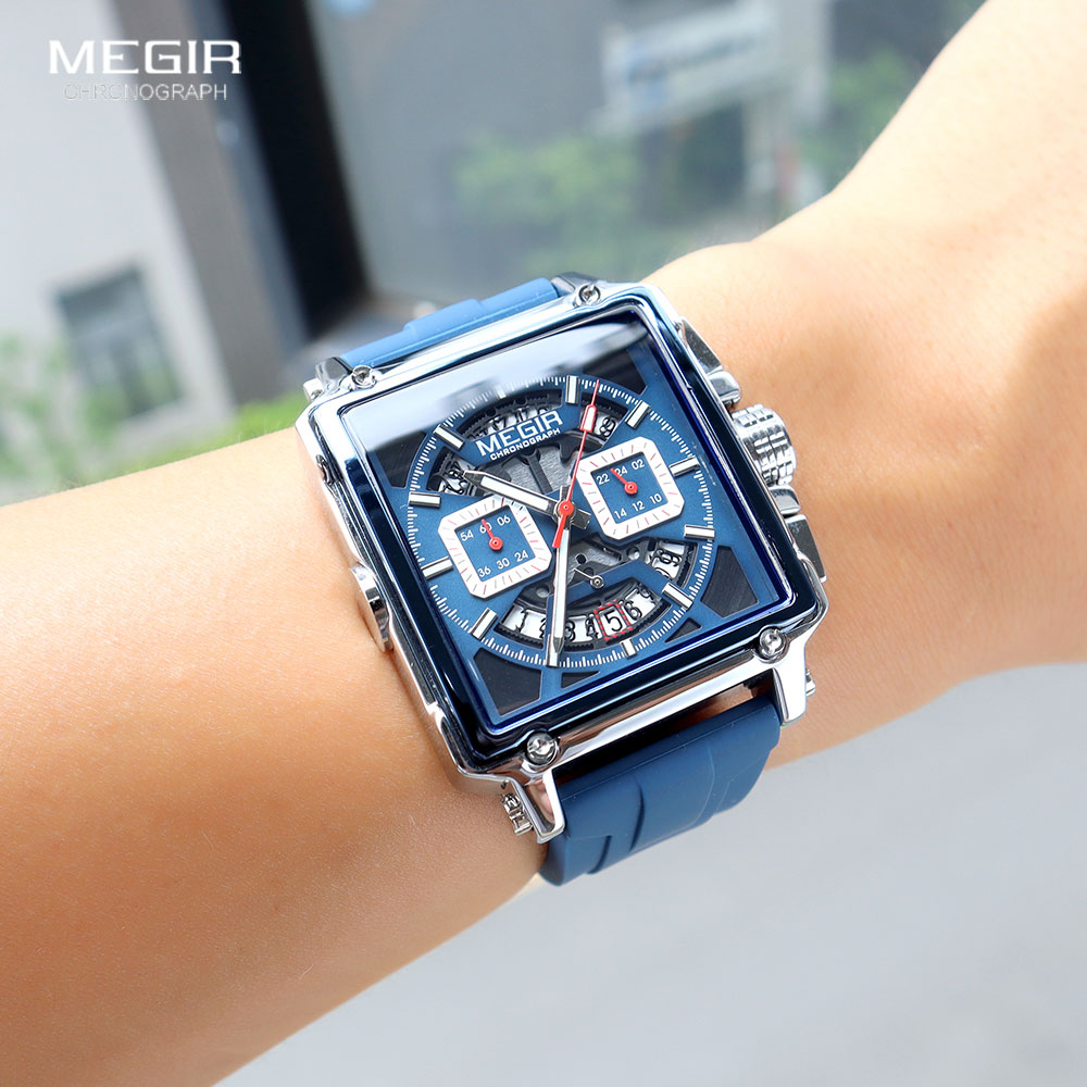 MEGIR kare arama spor Quartz s - Silicone Sport Band incelemesi ve fiyatı