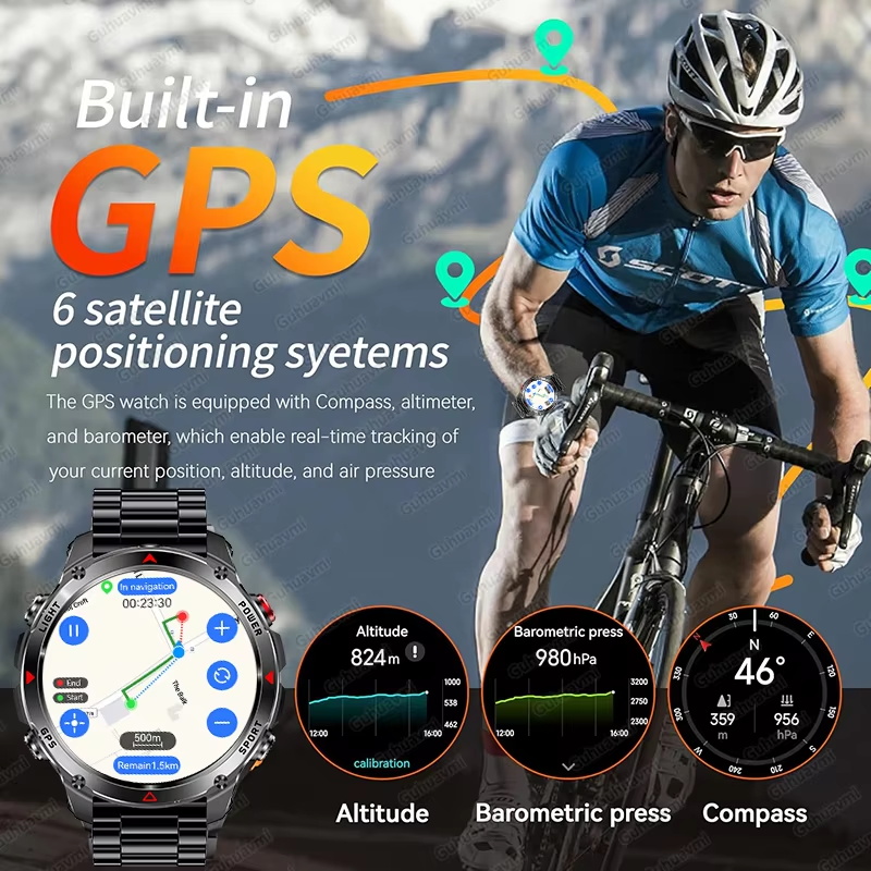 Askeri 540mAh GPS akıllı saat  - Altimeter Compass Watch incelemesi ve fiyatı
