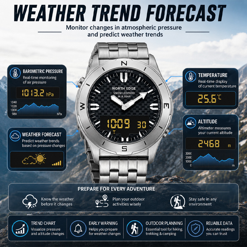 NORTH EDGE erkek spor dijital  - Altimeter Compass Watch incelemesi ve fiyatı